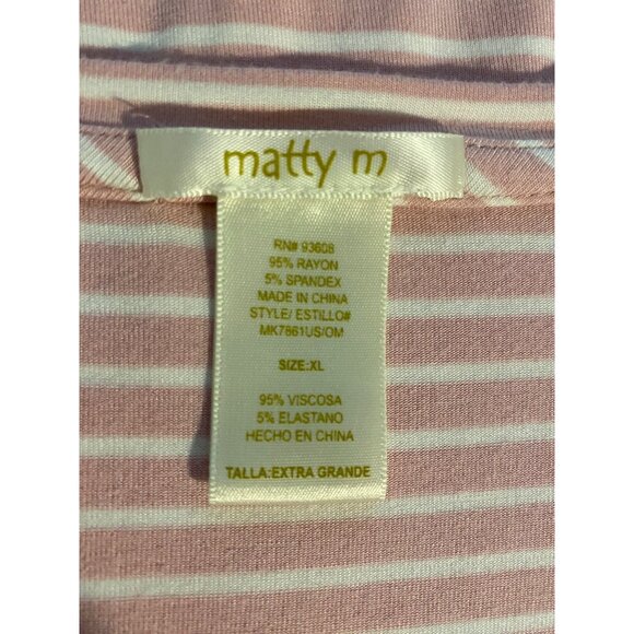 Matty M Womens Size XL Top Striped Pink White Front Tie Detail Soft Boho Casual - Picture 3 of 7
